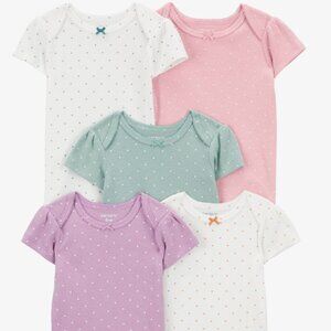 Baby Girl 18M Springtime Short Sleeve Bodysuits, Set of 5